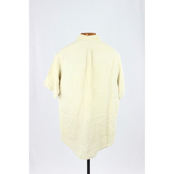 Men's RALPH LAUREN Beige Linen Classic Fit Short Sleeve Button Up Shirt, Size M - Picture 2 of 8